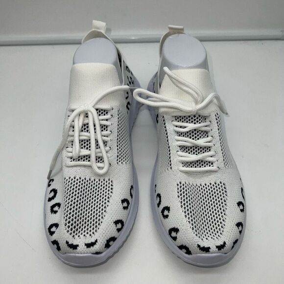 Unbranded White Snow Leopard Spot Knit Sneaker - Picture 1 of 9
